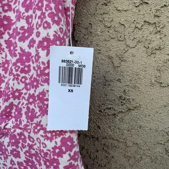 Old Navy Linen Floral Pink And White Mini Dress NWT, MSRP $40 women’s XS - Picture 2 of 5